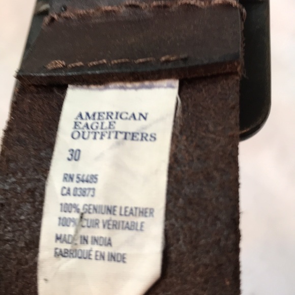 American Eagle brown leather belt with bronze square metal buckle EUC - Picture 4 of 5